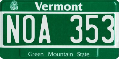 VT license plate NOA353