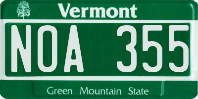 VT license plate NOA355