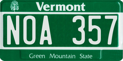 VT license plate NOA357