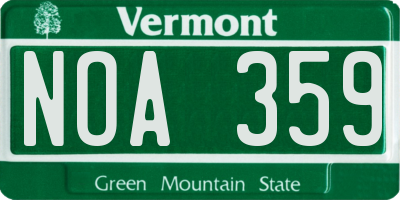 VT license plate NOA359