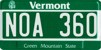 VT license plate NOA360