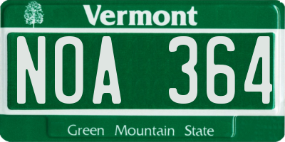 VT license plate NOA364