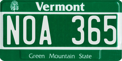 VT license plate NOA365
