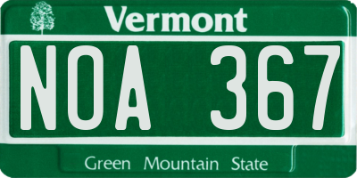 VT license plate NOA367