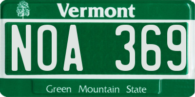 VT license plate NOA369