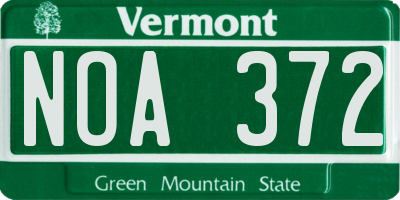 VT license plate NOA372