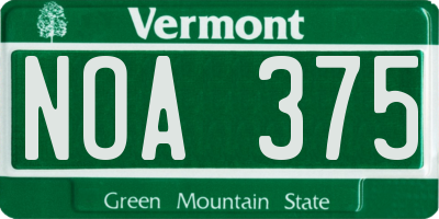 VT license plate NOA375