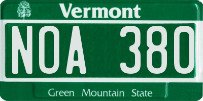 VT license plate NOA380