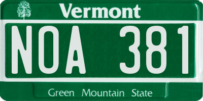 VT license plate NOA381