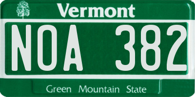 VT license plate NOA382