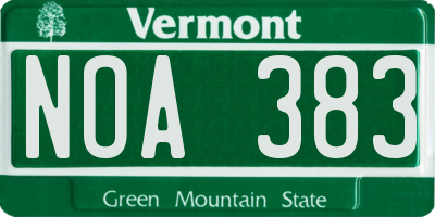 VT license plate NOA383