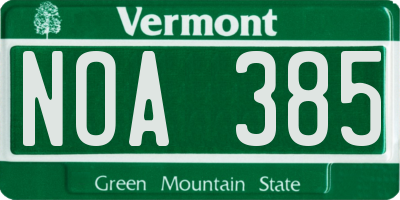 VT license plate NOA385