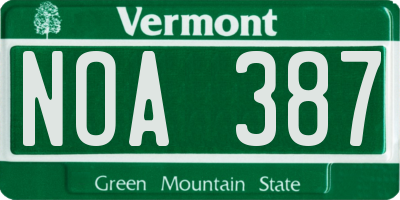 VT license plate NOA387