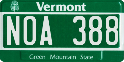 VT license plate NOA388