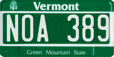 VT license plate NOA389