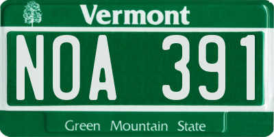 VT license plate NOA391