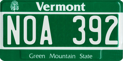VT license plate NOA392