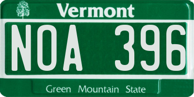 VT license plate NOA396