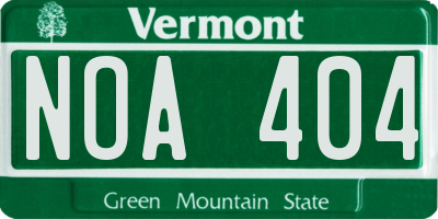 VT license plate NOA404