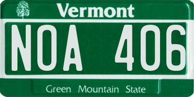 VT license plate NOA406