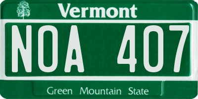VT license plate NOA407