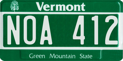 VT license plate NOA412
