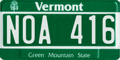 VT license plate NOA416