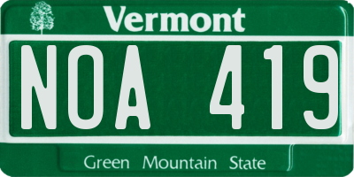 VT license plate NOA419