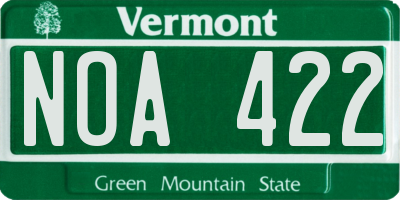 VT license plate NOA422