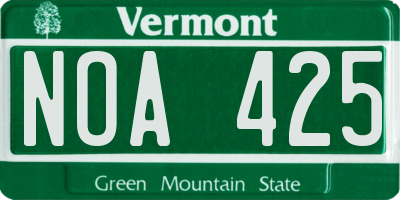 VT license plate NOA425