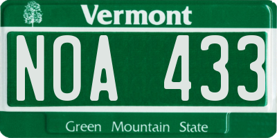 VT license plate NOA433