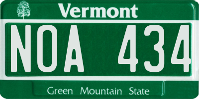 VT license plate NOA434