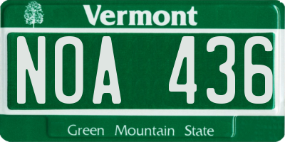 VT license plate NOA436