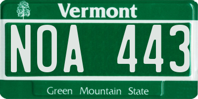 VT license plate NOA443