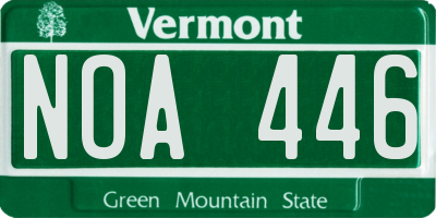 VT license plate NOA446