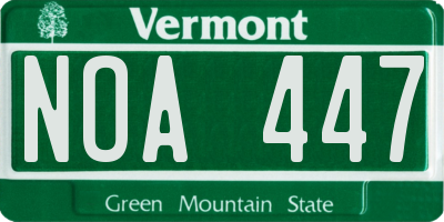 VT license plate NOA447