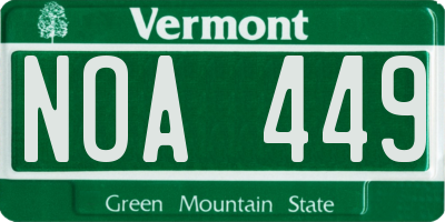 VT license plate NOA449