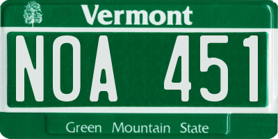 VT license plate NOA451