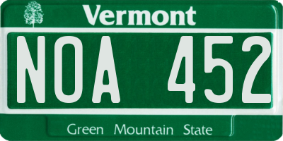VT license plate NOA452