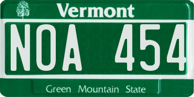 VT license plate NOA454