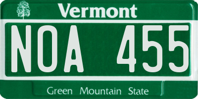 VT license plate NOA455