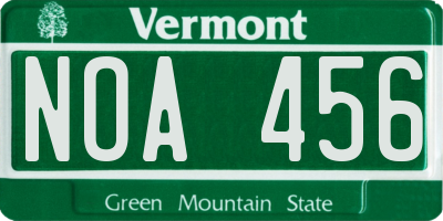 VT license plate NOA456