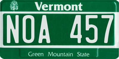 VT license plate NOA457
