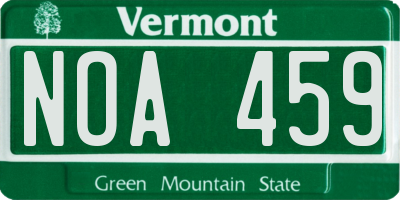 VT license plate NOA459