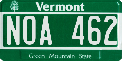 VT license plate NOA462