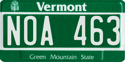 VT license plate NOA463