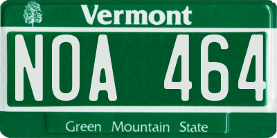 VT license plate NOA464