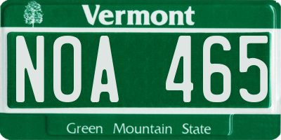 VT license plate NOA465