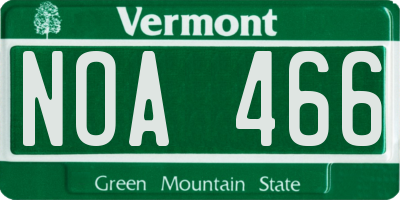 VT license plate NOA466