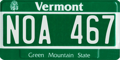 VT license plate NOA467